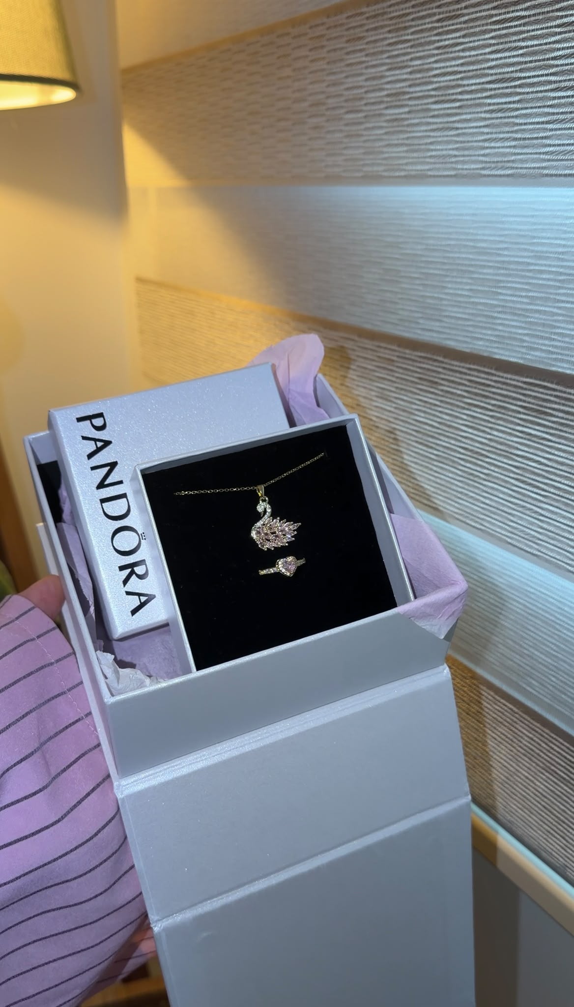 Özel Pandora Kutusunda Kuğu Kolye Seti