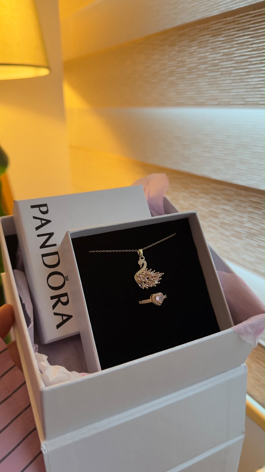 Özel Pandora Kutusunda Kuğu Kolye Seti