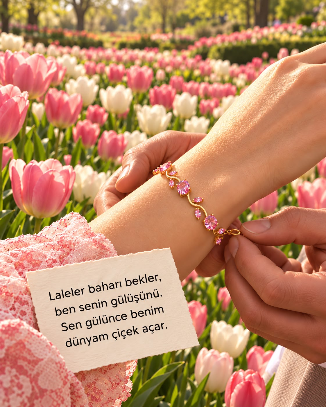 ( Özel Lale Notu İle Birlikte  )  Lale Bileklik